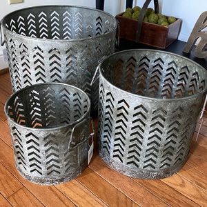 Medium and small galvanized bins